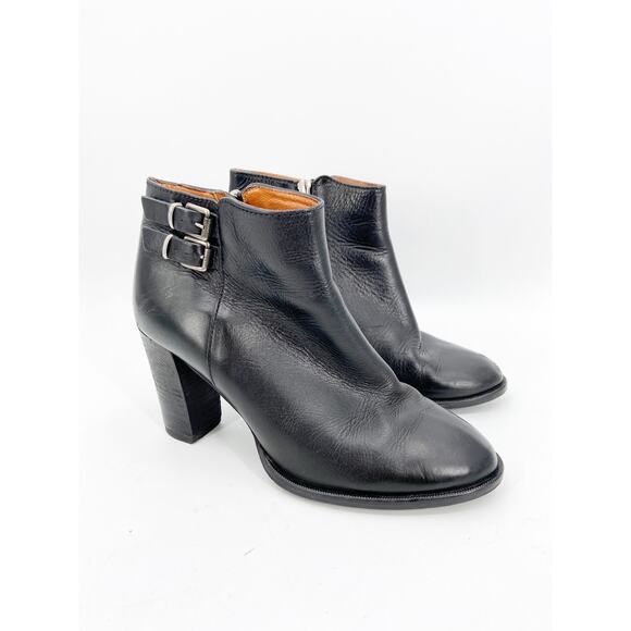 Madewell The Reid Boots Black Leather Side Zip Buckle Detail Size 6.5 - Picture 1 of 6